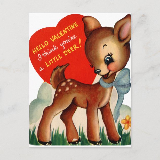 Retro Vintage Valentine Deer Holiday card